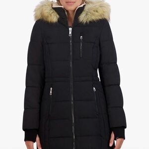 Nautica Faux Fur Women's Hooded Puffer Coat - Size Small